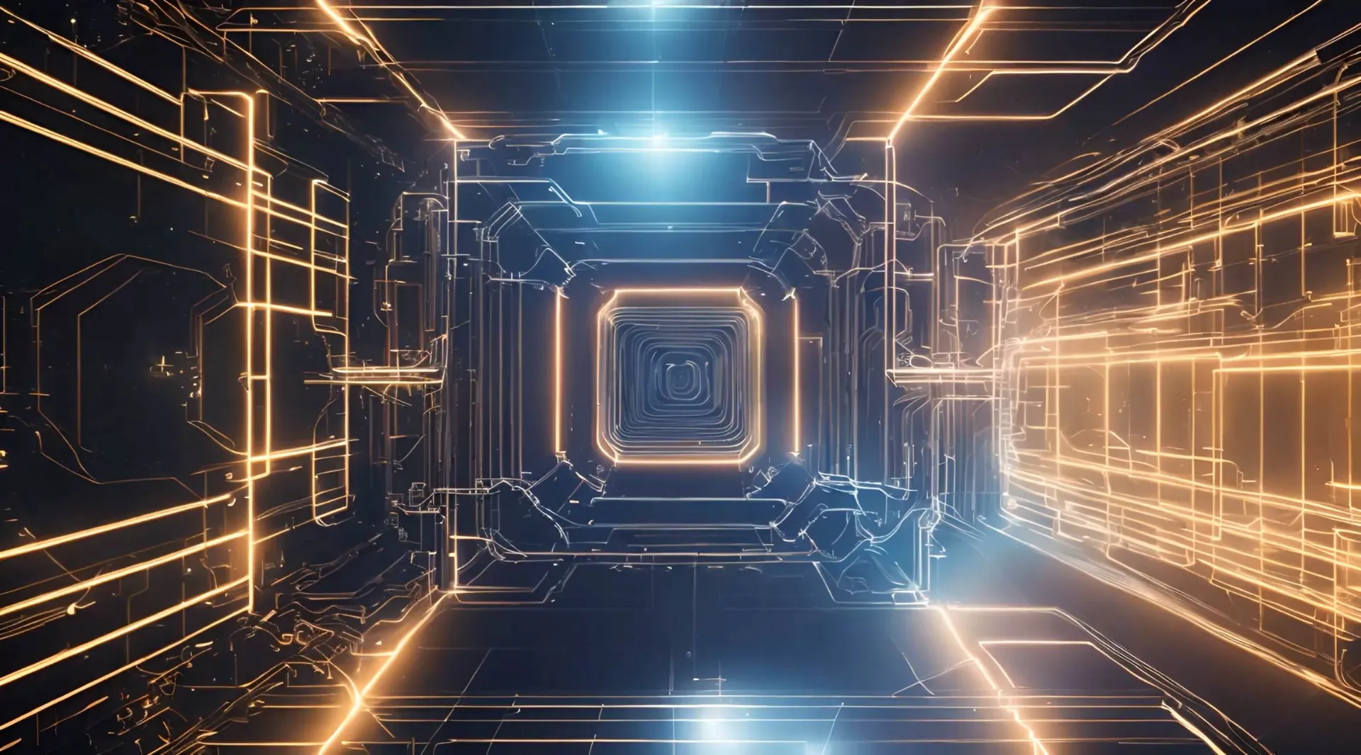 Cybernetic Core Journey Abstract Sci-Fi Backdrop